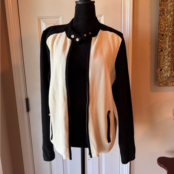 Ralph Lauren Black and Cream Bomber style sweater - Picture 1 of 9